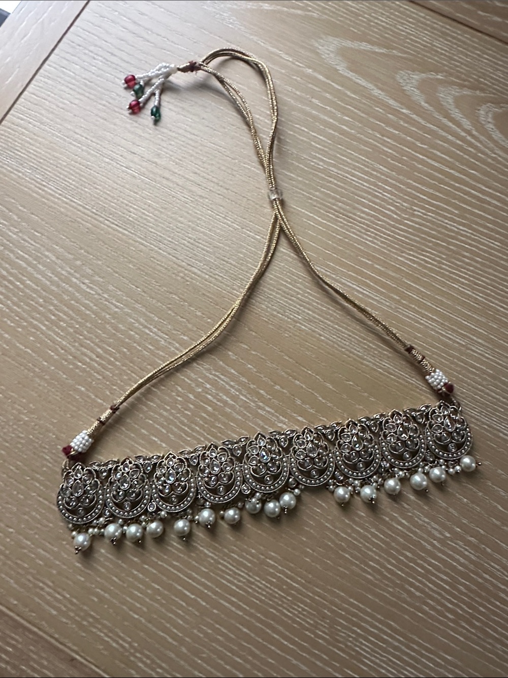 Gold Pearl Accent Women’s Choker Necklace